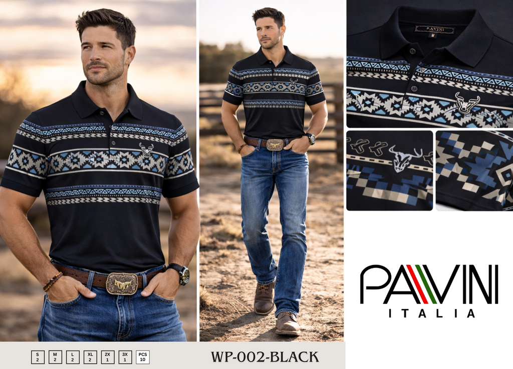 Pavini Polo Negro con Azul