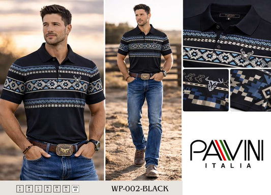 Pavini Polo Negro con Azul